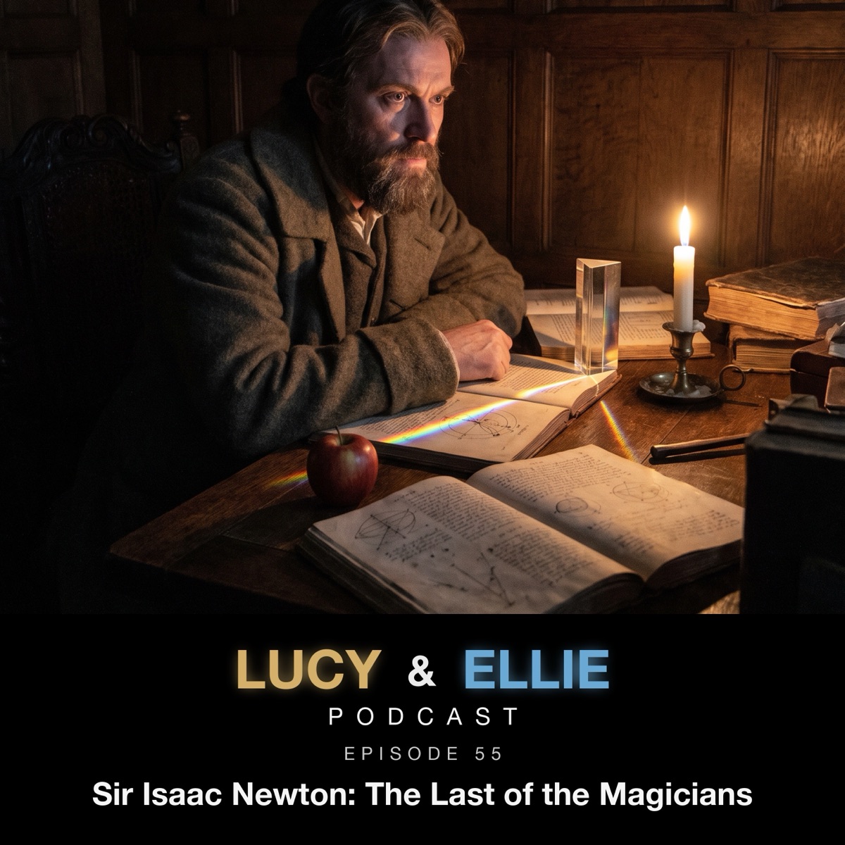 EP55 — Sir Isaac Newton: The Last of the Magicians: Lucy & Ellie Podcast episode art